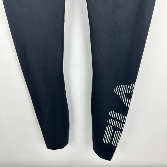 Fila Womens Halina 7/8 Spellout Performance Mid Rise Active Black Leggings XS - Picture 5 of 10